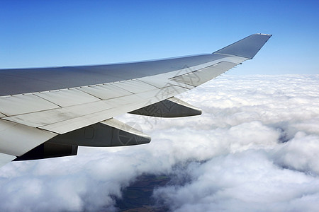 飞机机翼蓝天天空高度空气云景积雨天堂天气蓝色气氛背景图片