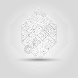 立方体 从混乱连接点中取出正方形科学圆圈技术网格白色网络数据三角形图片