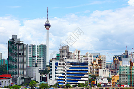 吉隆坡市建筑热带商业摩天大楼蓝色玻璃高楼办公室城市公司图片