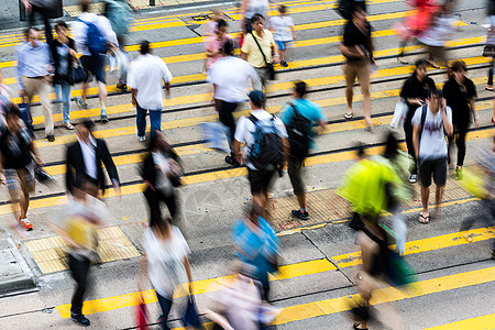 香港繁忙的十字街市中心成年人压力时间场景路口行人高峰斑马居住图片