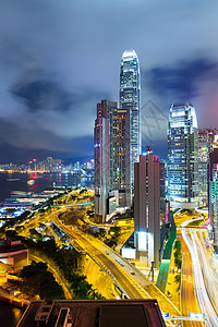 香港市之夜建筑学顶峰中心城市夜景市中心天际全景玻璃商业图片