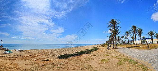 阳光海滩 哈马迈特 突尼斯 地中海 非洲 HDHRP太阳旅行海岸海滩假期全景植物海岸线海洋支撑图片