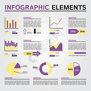 一组信息元素 黄色和紫色图片