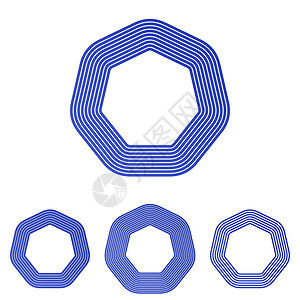 蓝七七边形徽标设计套件图片