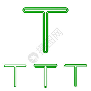 绿线t字母标识设计套件图片