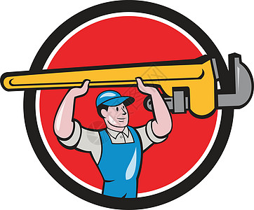 水管工起重活动扳手圆卡通活动工具艺术品工作服零售商修理工帽子男人工人扳手图片