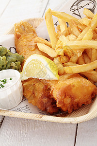 鱼和薯条鳕鱼晚餐食物食品英语图片