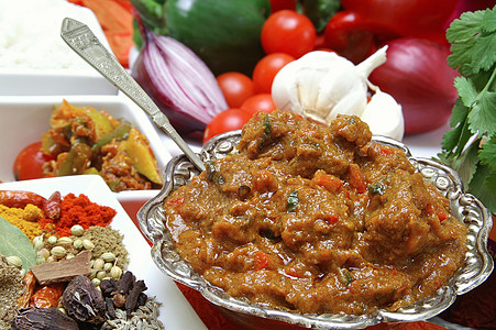 科尔马印度咖咖饭蔬菜香料辣椒午餐牛肉羊肉吃饭餐厅时间背景