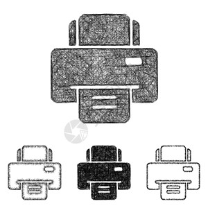 打印机图标集 - 草图线艺术图片