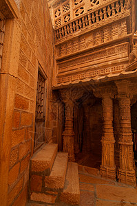 Jaisalmer堡雕刻墙壁图片