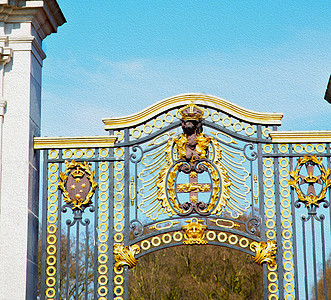 在英格兰的隆登 旧金属大门皇宫家庭城堡版税街道王国海豹雕塑纪念碑雕像狮子背景图片