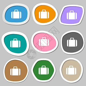 手提箱图标符号 多色纸贴纸货物旅行袋按钮手提箱旅行箱案件行李图片