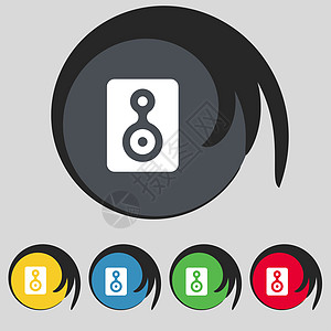 视频磁带图标符号 五个有色按钮上的符号图片