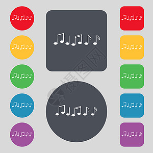 音乐音符符号图标 音乐符号 设置彩色按钮笔记钥匙创造力徽章邮票插图海豹令牌标签旋律图片