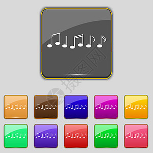 音乐音符符号图标 音乐符号 设置彩色按钮钥匙笔记插图海豹徽章创造力令牌旋律标签邮票图片