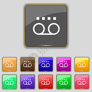 音频磁带图标符号 设置为您网站的11个彩色按钮音乐记录立体声岩石玩家盒子数据娱乐音响绘画图片