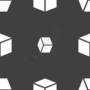 3d 立方体图标符号 在灰色背景上的无缝模式创造力技术令牌徽章体积角落按钮添加剂插图导航图片