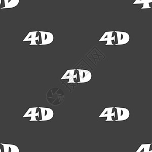 4D 标志图标 4D新技术符号 灰色背景上的无缝模式对角线按钮电影网络质量电视技术展示眼镜屏幕图片
