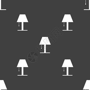 光灯图标符号 灰色背景上的无缝图案家具风格古董办公室金属照明艺术房间灯泡插图图片