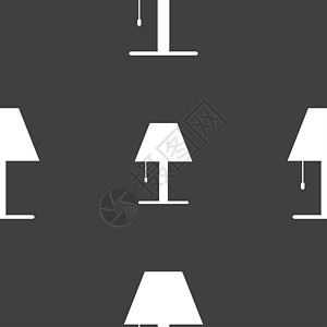 光灯图标符号 灰色背景上的无缝图案风格插图灯泡桌面艺术办公室家具金属房间照明图片