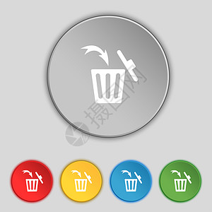 垃圾桶图标循环回收桶符号图标 文档符号 设置多彩的按钮垃圾徽章令牌角落海豹创造力邮票标签垃圾桶插图背景