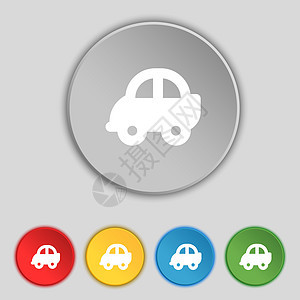 自动图标符号 在五个平板按钮上显示符号车轮物流速度船运卡车交通车辆轿跑车汽车掀背车图片