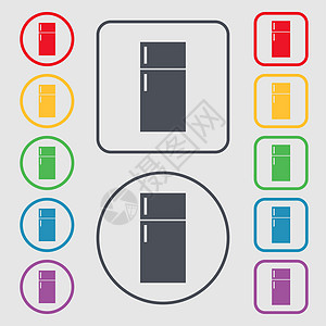 冷冻器图标符号 圆形上的符号和带框架的方键图片
