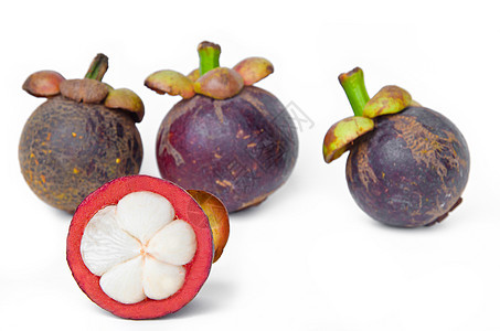 芒果异国女王情调美食果汁圆形白色山竹紫色食物图片