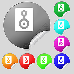 视频磁带图标符号 一组八个多色圆环按钮 标签图片