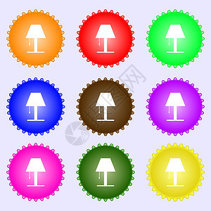 灯图标符号 一套九种不同颜色的标签图片