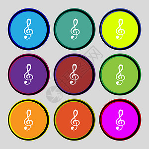 音乐音符符号图标 音乐符号 设置彩色按钮标签创造力旋律令牌钥匙邮票质量海豹笔记徽章图片