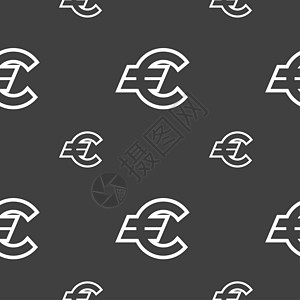 欧元图标符号 在灰色背景上的无缝模式海豹标签徽章抵押质量令牌按钮邮票墙纸艺术图片