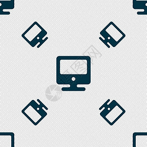 图标显示器符号 无缝模式带有几何纹理黑色桌面监控展示工作led电脑互联网笔记本白色图片