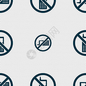 移动电话是被禁止的图标符号 无缝模式与几何纹理冒险警告通讯器插图标签禁令横幅招牌危险穿越图片