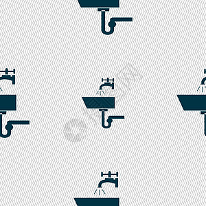 Washbasin 图标符号 无缝抽象背景 有几何形状电镀浴室制品衣帽间卫生洗手间卫生间脸盆陶瓷房子图片