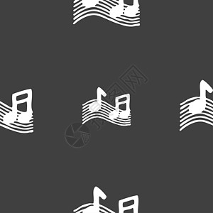 音符 音乐 铃声图标符号 灰色背景上的无缝图案手机插图体积吉他收音机笔记互联网蒸汽打碟机气氛图片