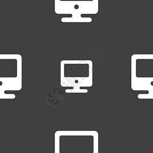 图标显示器符号 灰色背景上的无缝模式框架互联网平面桌面插图黑色电讯技术金属电子图片