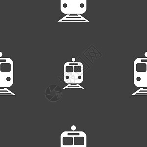 列图标符号 灰色背景上的无缝图案团体乘客旅行地铁车轮列车火车座位交通货物图片