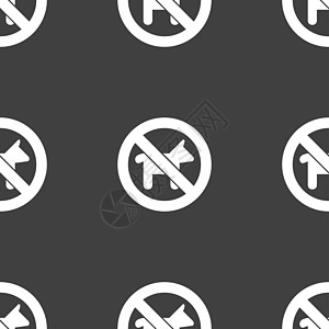 狗行走是被禁止的图标标志 灰色背景上的无缝模式冒险风险警告危险垃圾宠物标签警报插图动物图片