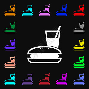 午餐框图标符号 您的设计有许多多彩的符号图片