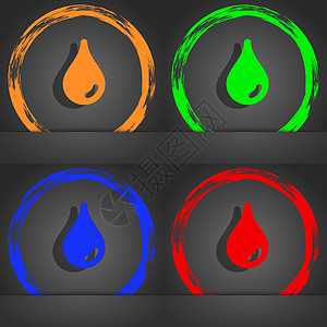 水滴图标符号 时尚现代风格 橙色 绿色 蓝色 绿色的设计图片