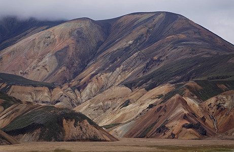 冰岛的老火山瀑布自然场地风景草地活力土地天空国家爬坡图片