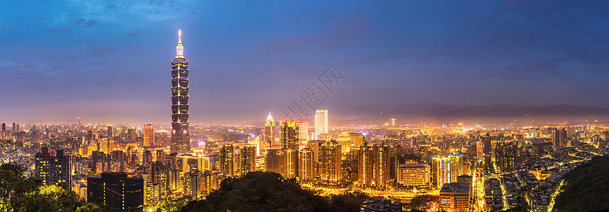 台北天空线全景景点旅行场景建筑学日落办公楼目的地天际地标摩天大楼图片