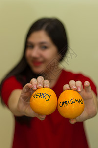 橙子上圣诞快乐背景图片