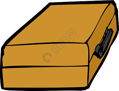 单纸盒写意插图卡通片手绘空白行李棕色旅行公文包手提箱图片