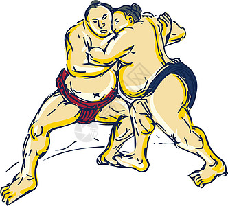 日本Summo摔跤手摔跤游戏绘图图片
