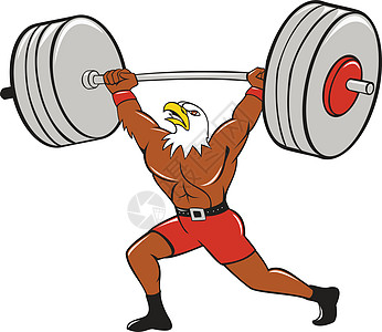 扶起巴贝尔卡通的秃鹰重量升降机猎物卡通片插图杠铃艺术品身体素质运动图片