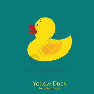蓝色背景的黄色鸭设计矢量图像图图片