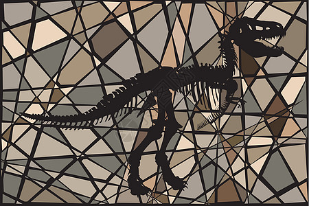 恐龙化石脊椎动物动物棕色马赛克插图骨骼骨头灰色恐龙博物馆图片