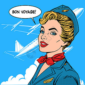 Bon 乘飞机旅行旅游的空航空姐图片